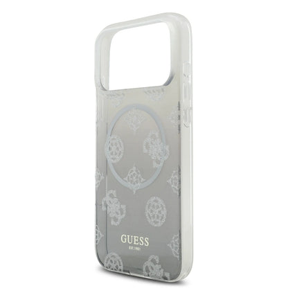 Guess MagSafe PC+TPU Case With Gradient Peony & Glitter Pattern