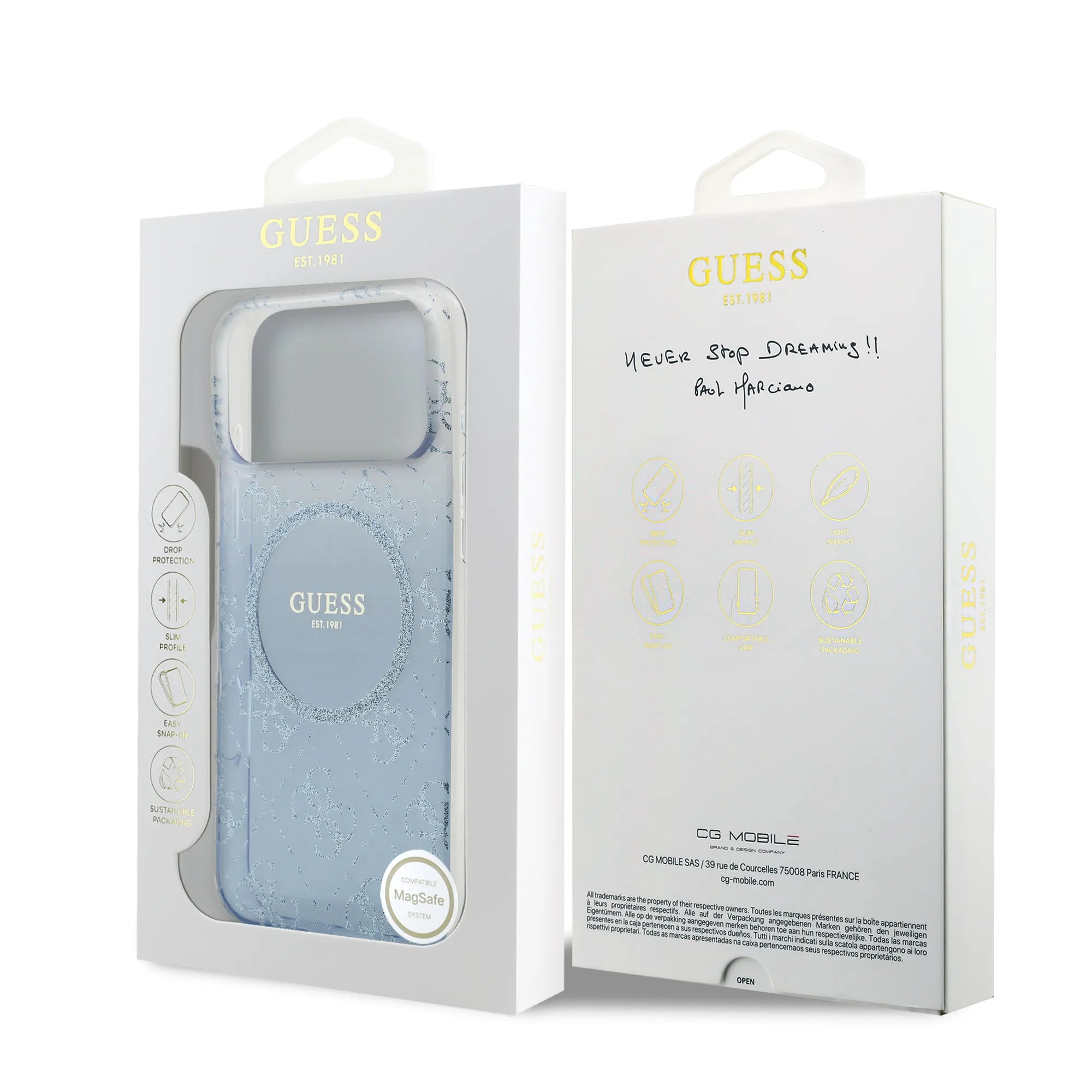 Guess MagSafe PC+TPU Case With Gradient Glitter