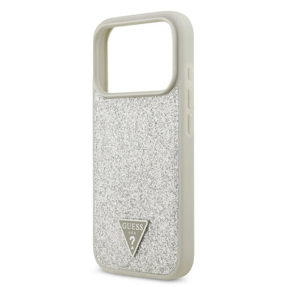 Guess MagSafe PU Leather Fixed Glitter Case With Triangle Logo
