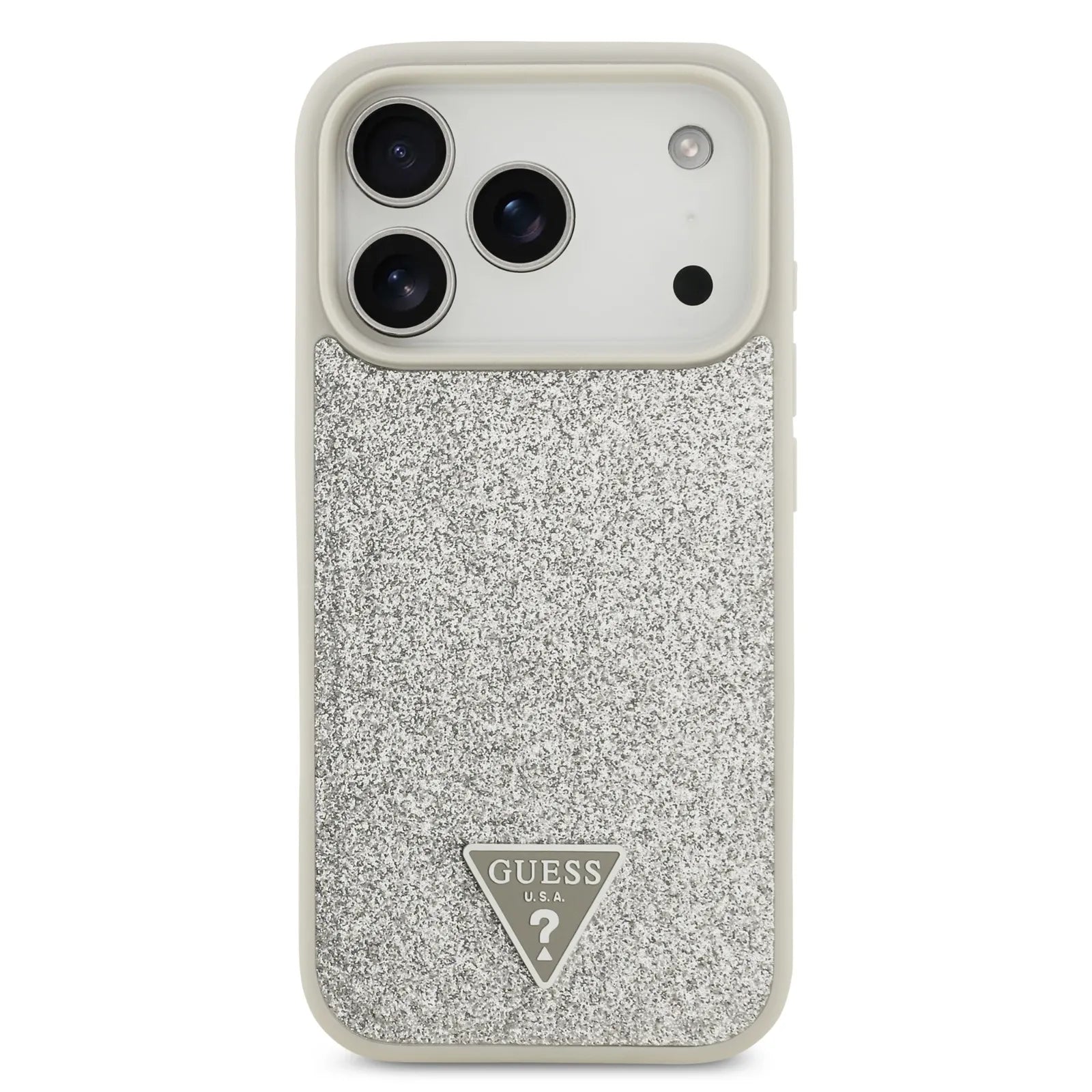 Guess MagSafe PU Leather Fixed Glitter Case With Triangle Logo