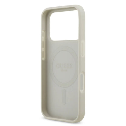 Guess MagSafe PU Leather Fixed Glitter Case With Triangle Logo