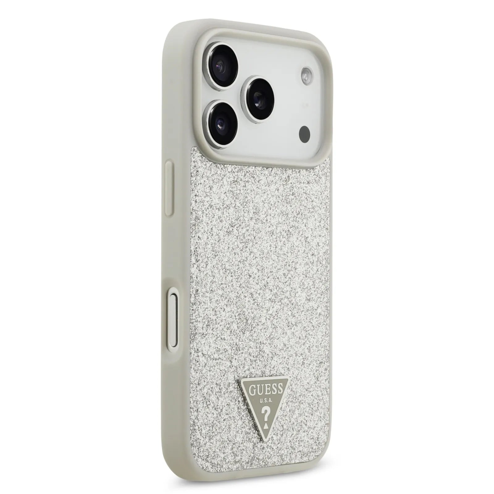 Guess MagSafe PU Leather Fixed Glitter Case With Triangle Logo