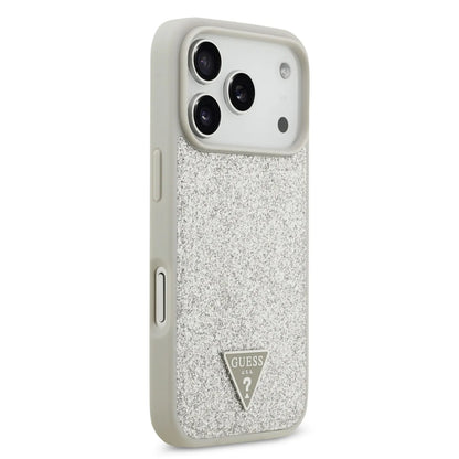 Guess MagSafe PU Leather Fixed Glitter Case With Triangle Logo