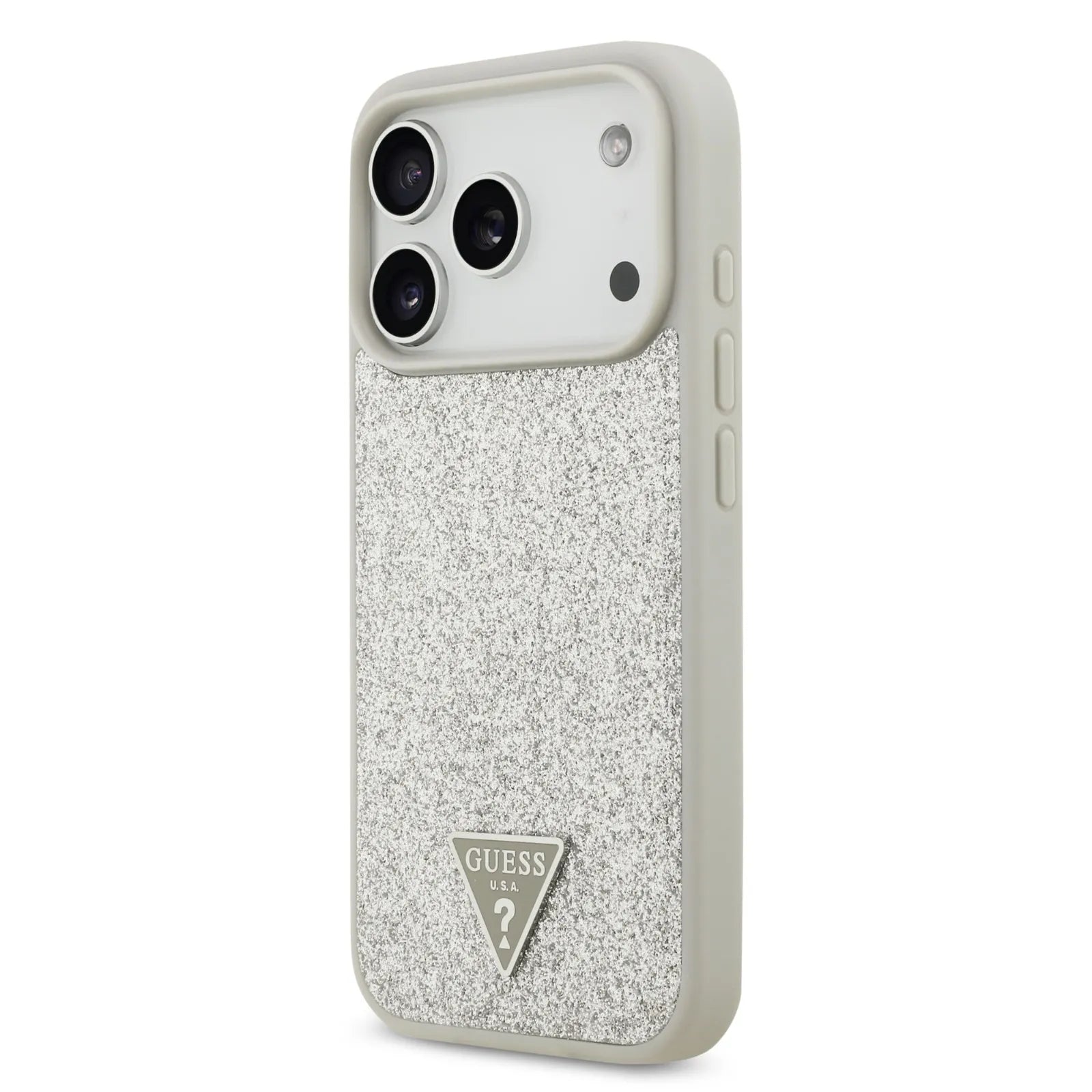 Guess MagSafe PU Leather Fixed Glitter Case With Triangle Logo