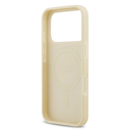 Guess MagSafe PU Leather Case With Peony Hot Stamp Design With Classic Logo