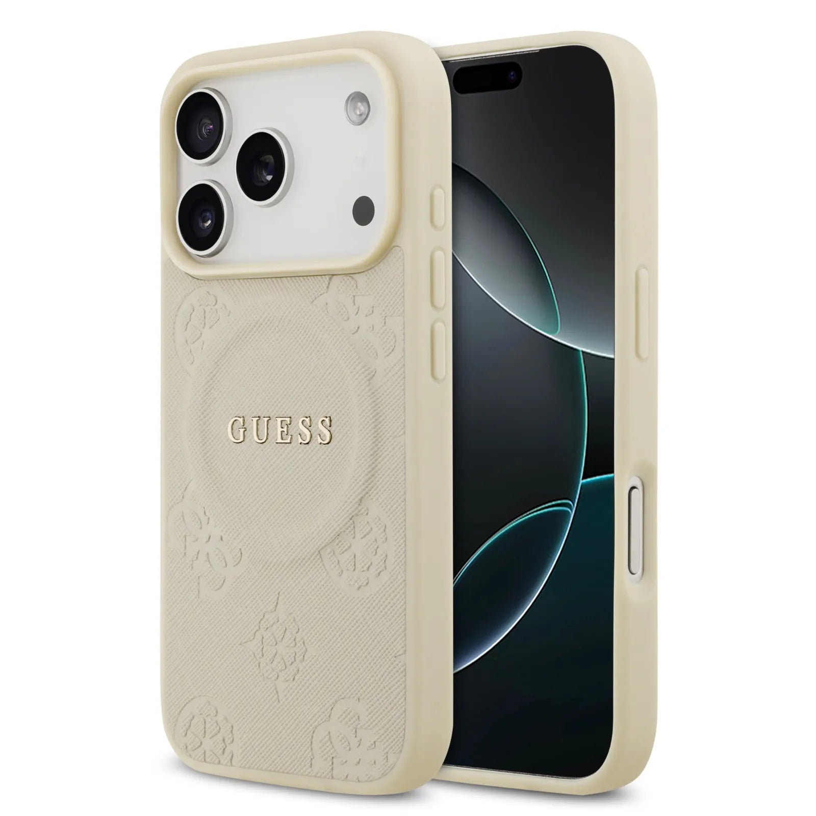 Guess MagSafe PU Leather Case With Peony Hot Stamp Design With Classic Logo