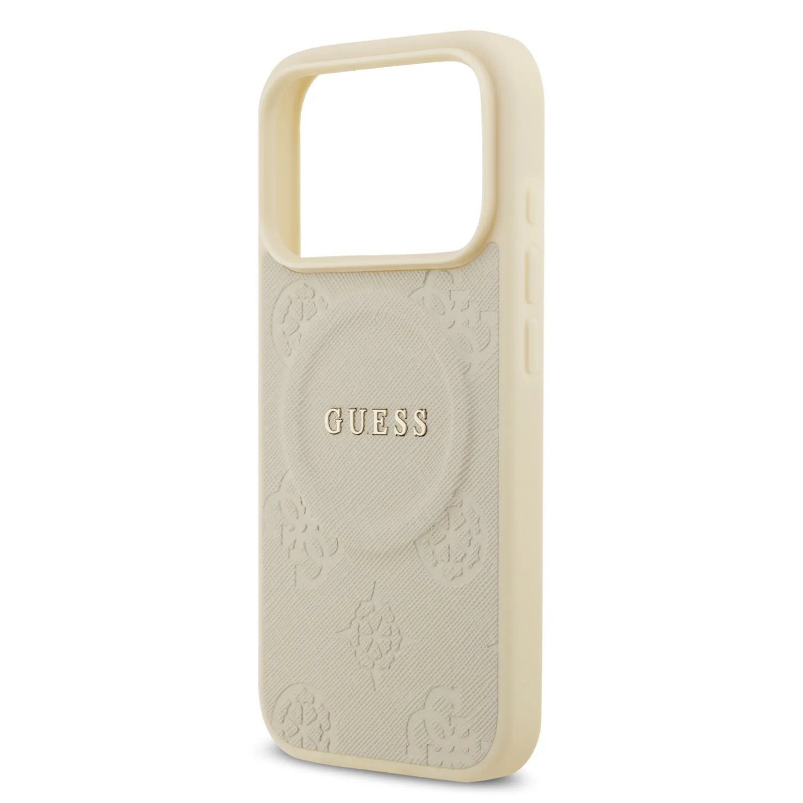 Guess MagSafe PU Leather Case With Peony Hot Stamp Design With Classic Logo
