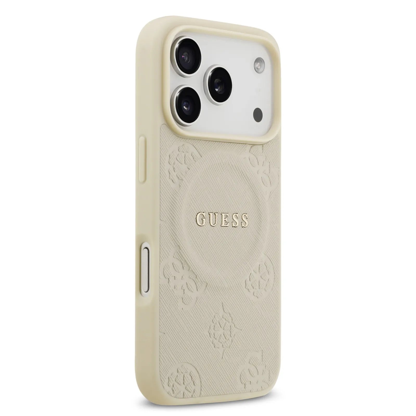 Guess MagSafe PU Leather Case With Peony Hot Stamp Design With Classic Logo