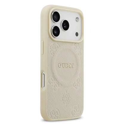 Guess MagSafe PU Leather Case With Peony Hot Stamp Design With Classic Logo