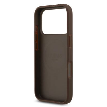 Guess MagSafe PU Leather Case With Peony Hot Stamp Design With Classic Logo