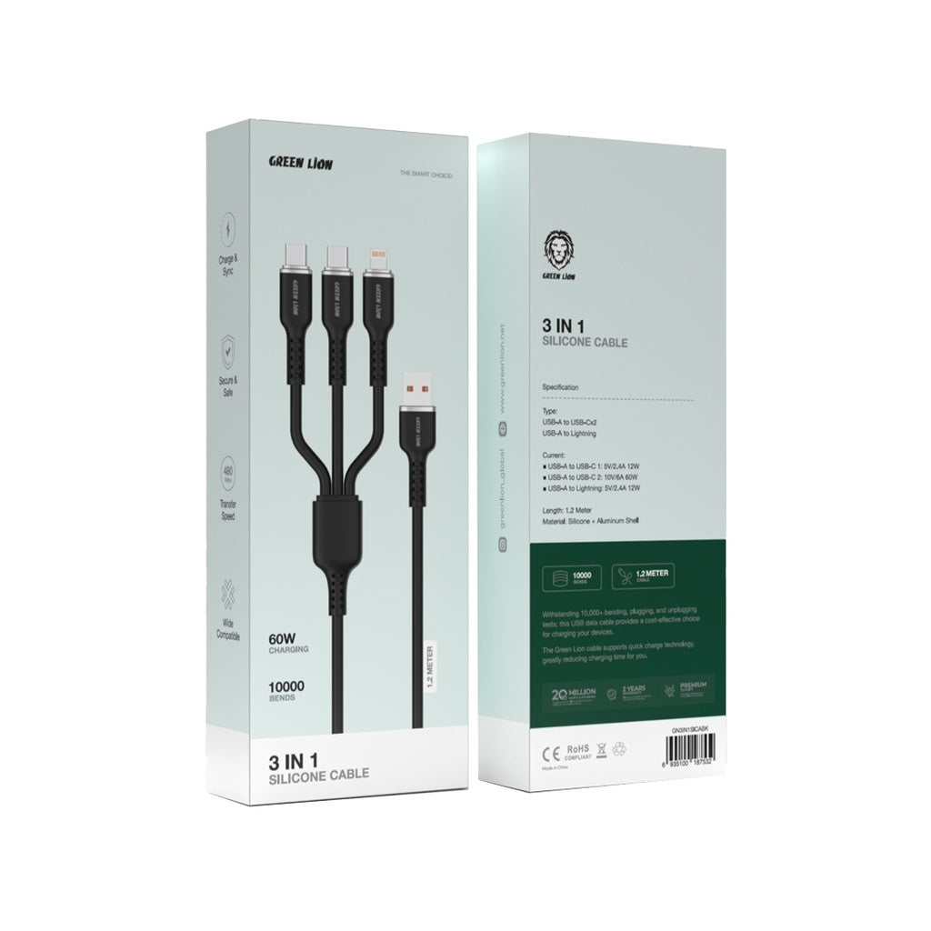 Green Lion 3in1 Silicone Cable