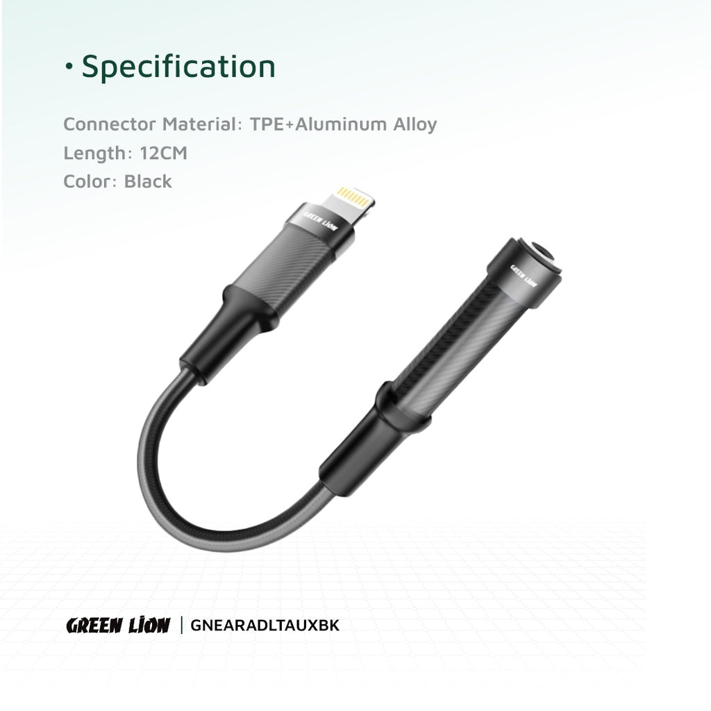 Green Lion Earphone Adapter Lightning to 3.5 Aux 12CM