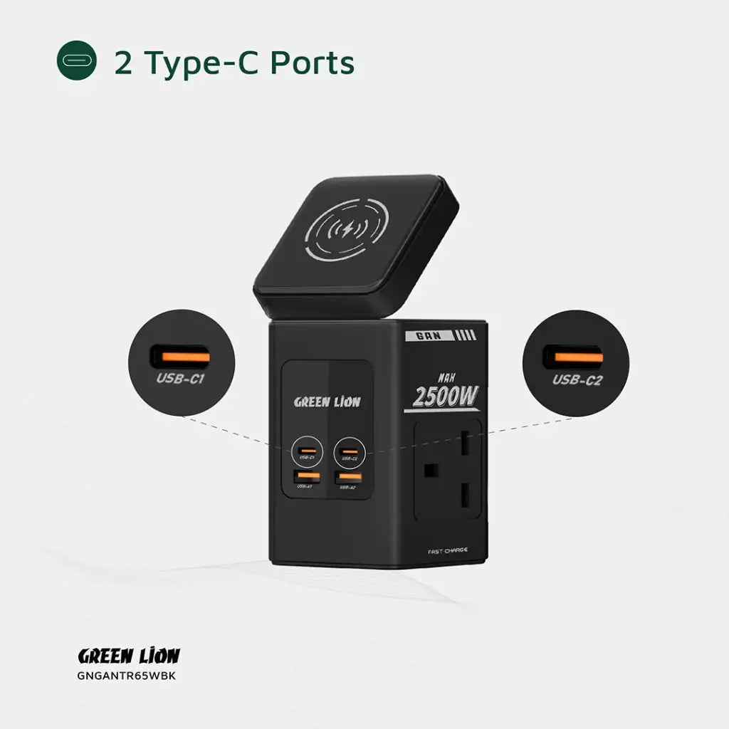 Green Lion GaN 65W Multi Port Travel Adapter