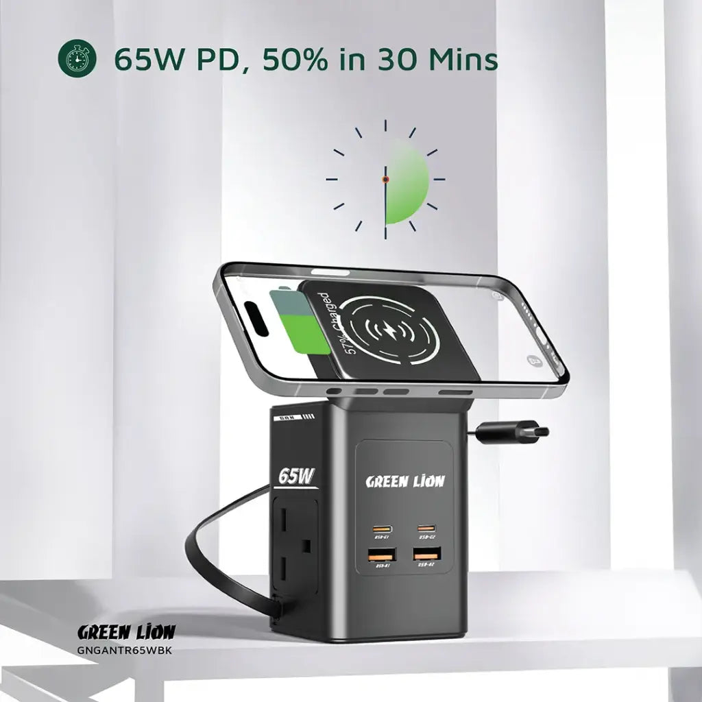 Green Lion GaN 65W Multi Port Travel Adapter