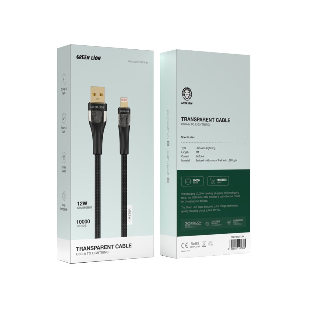Green Lion Transparent Cable USB-A to Lightning