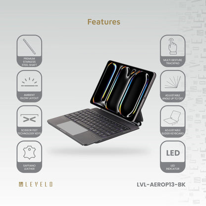 Levelo AeroBoard Pro Saffiano Leather Wireless Keyboard
