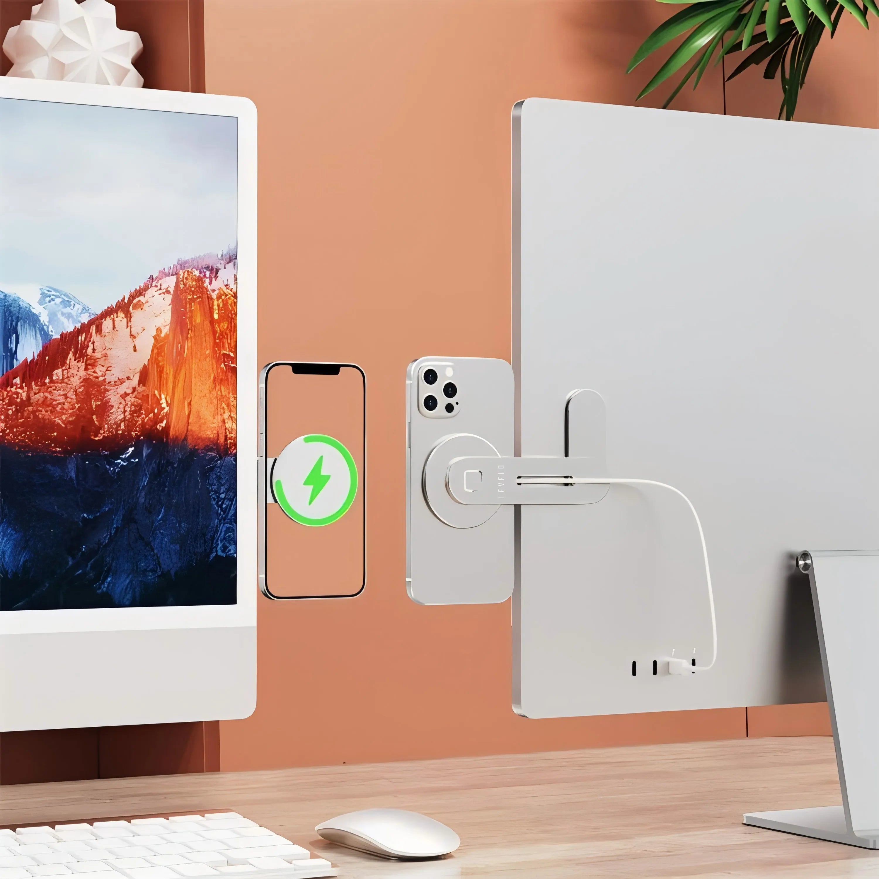 حامل الهاتف السطحي Levelo Energia MagSafe مع شاحن لاسلكي