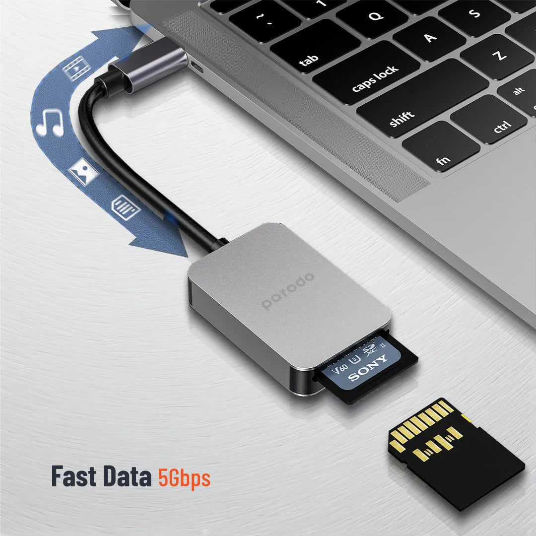 Porodo 2in1 USB-C Card Reader