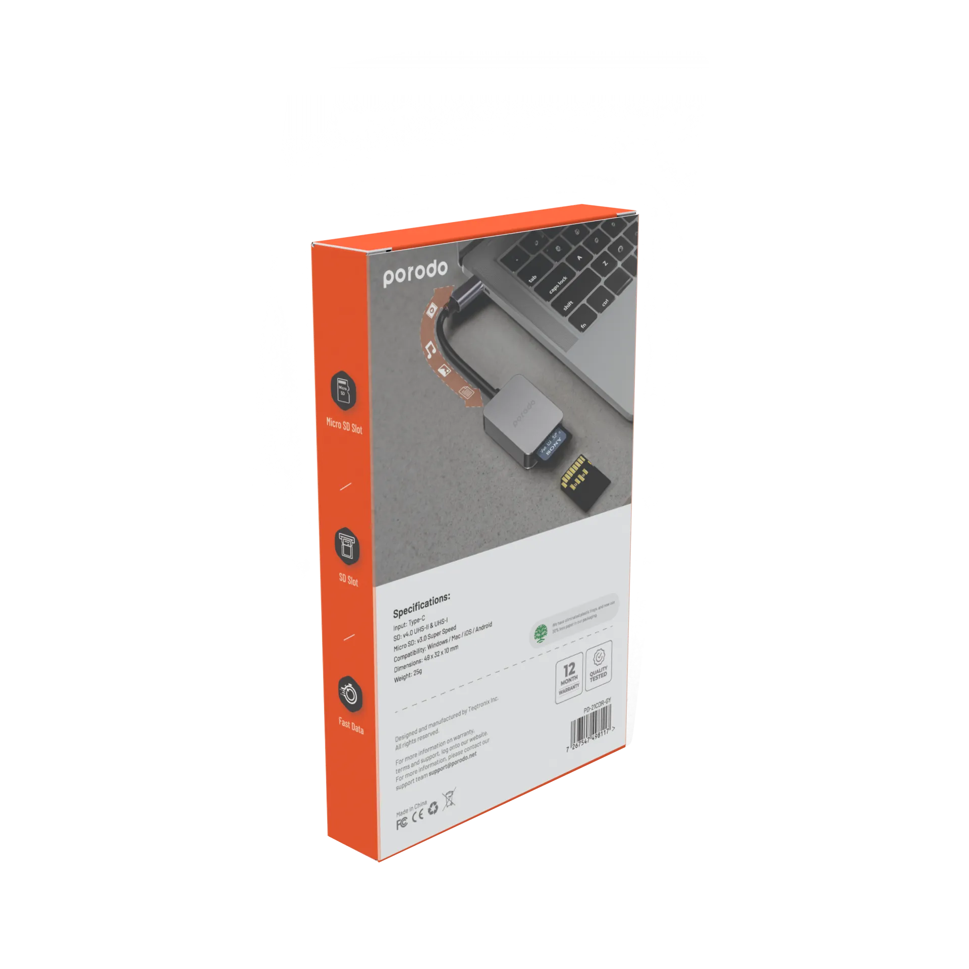 Porodo 2in1 USB-C Card Reader