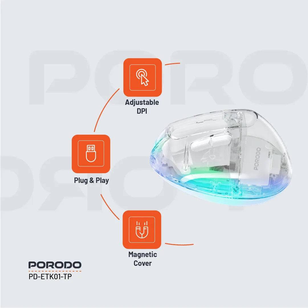 Porodo Vertical 4800 DPI Wireless Mouse
