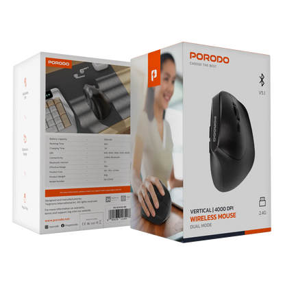 Porodo Vertical 4000 DPI Wireless Mouse