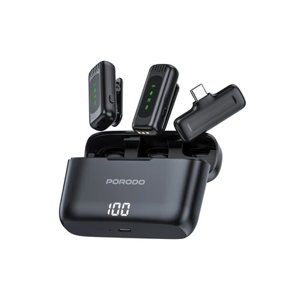 Porodo Lavalier Double Microphone with Charging Case