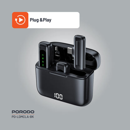 Porodo Lavalier Double Microphone with Charging Case
