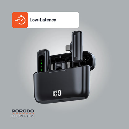 Porodo Lavalier Double Microphone with Charging Case