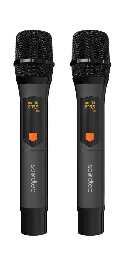 Porodo Soundtec Duo Mic Aluminum Rechargeable Wireless Microphone