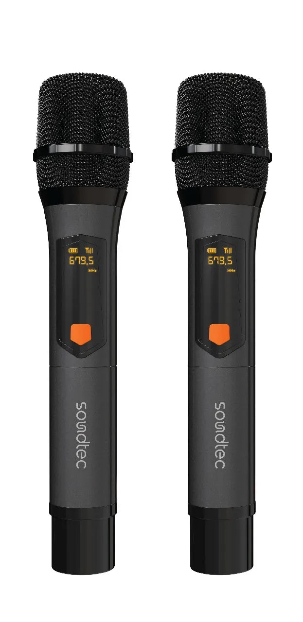 Porodo Soundtec Duo Mic Aluminum Rechargeable Wireless Microphone