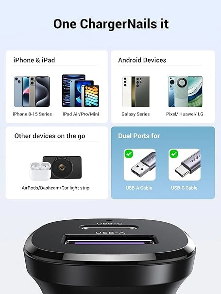 UGREEN 30W Dual Port Car Charger