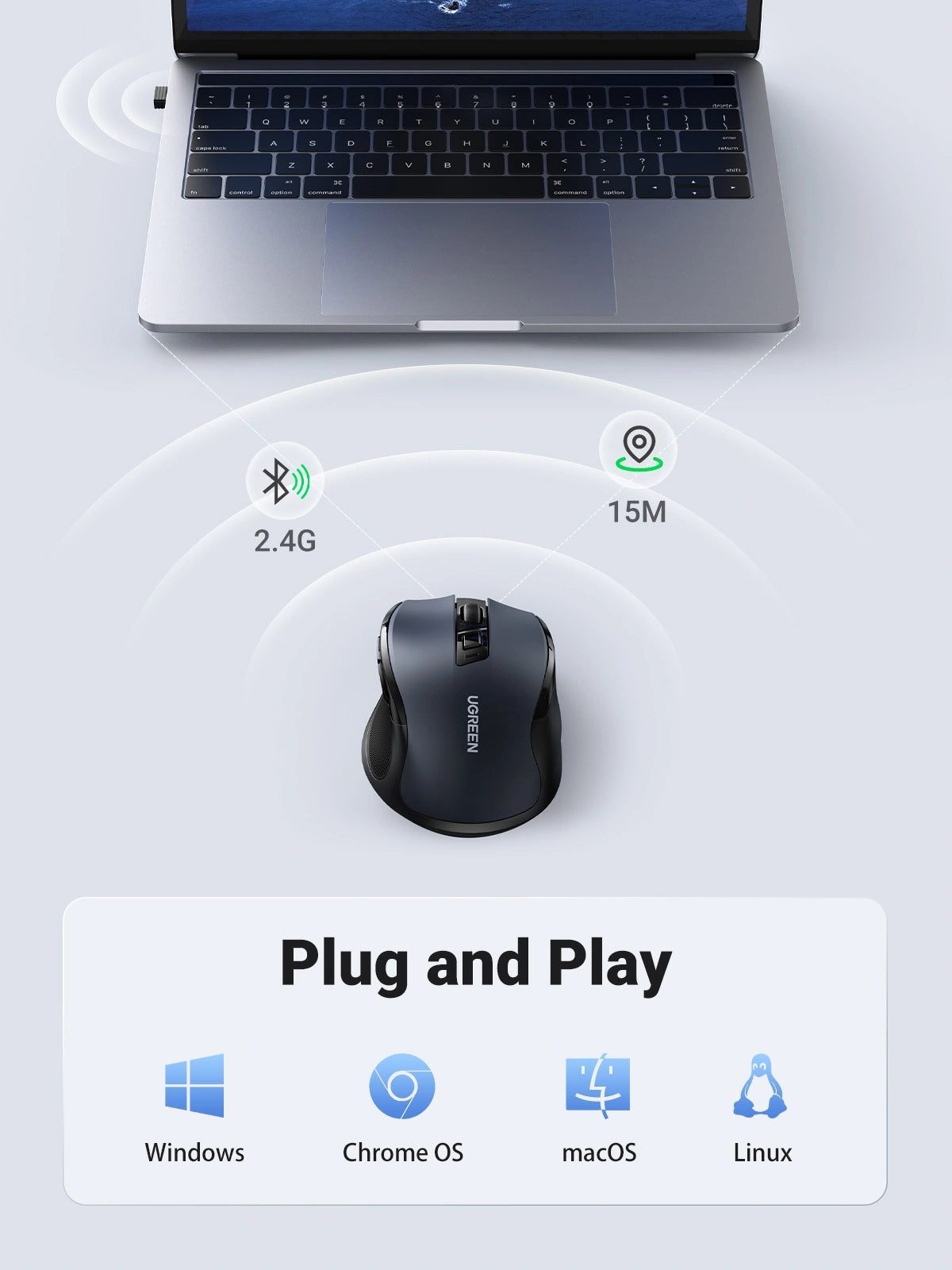 UGREEN Ergonomic Wireless Mouse