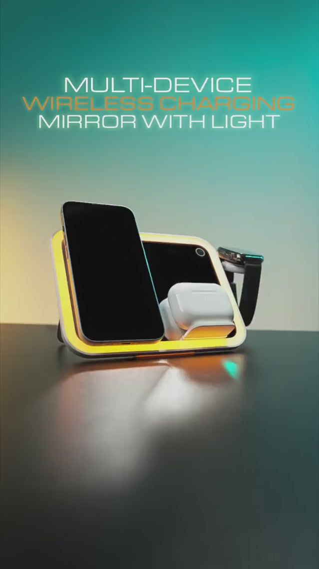 Load video: Porodo Multi-Device Wireless Charging Mirror With Lights